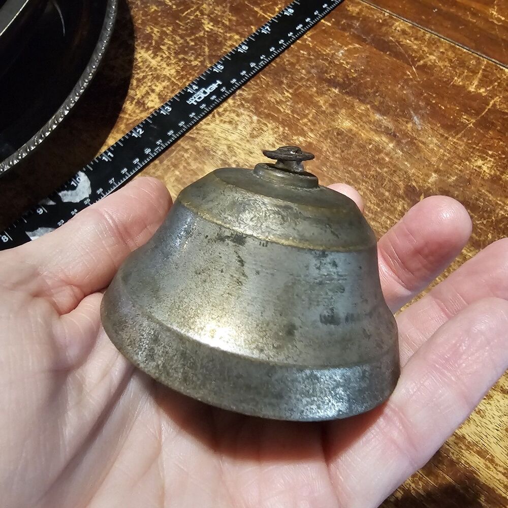 Small Vintage Metal Bell with Clapper, Gray, 2 in H x 3 in W, 1 Pack